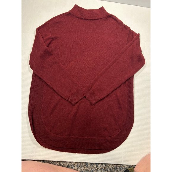 Chicos Womens Mock Turtleneck Sweater size 2 Burgundy Long Sleeves - Picture 2 of 9